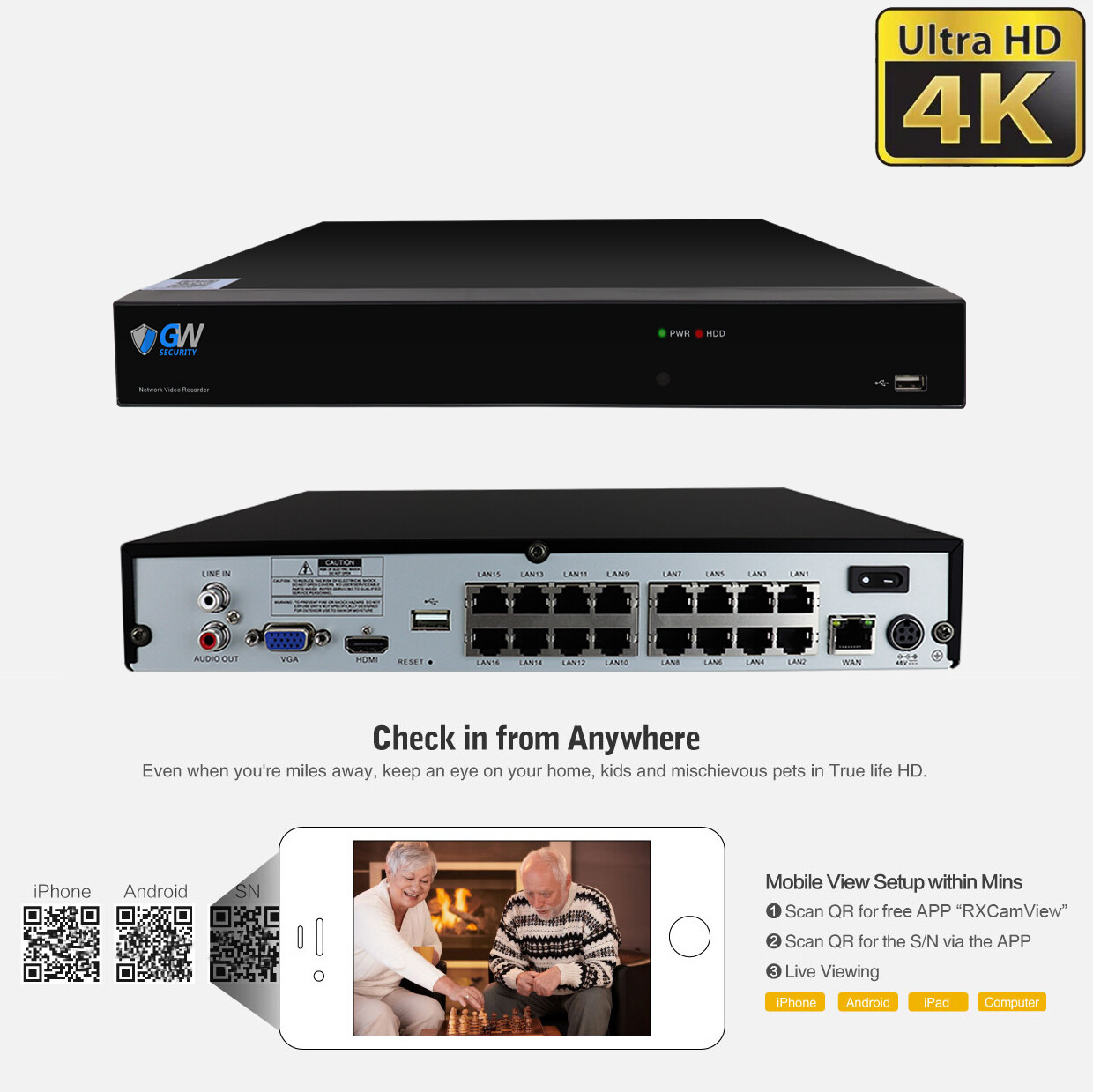 16 Channel 4K NVR 16 X 8MP Starlight 4K Microphone PoE IP Security Camera System