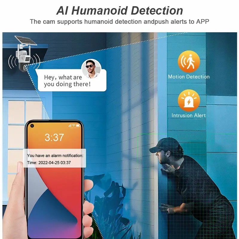 WIFI 4MP Wireless Solar Camera Home Outdoor Night Vision Security Surveillance