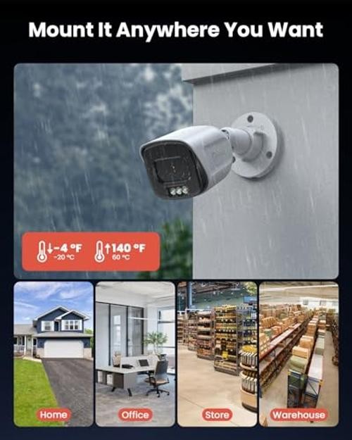 5MP Add On 2pcs Wired POE Cameras for 4K 8CH NVR, Human/Vehicle/Pet/Parcel