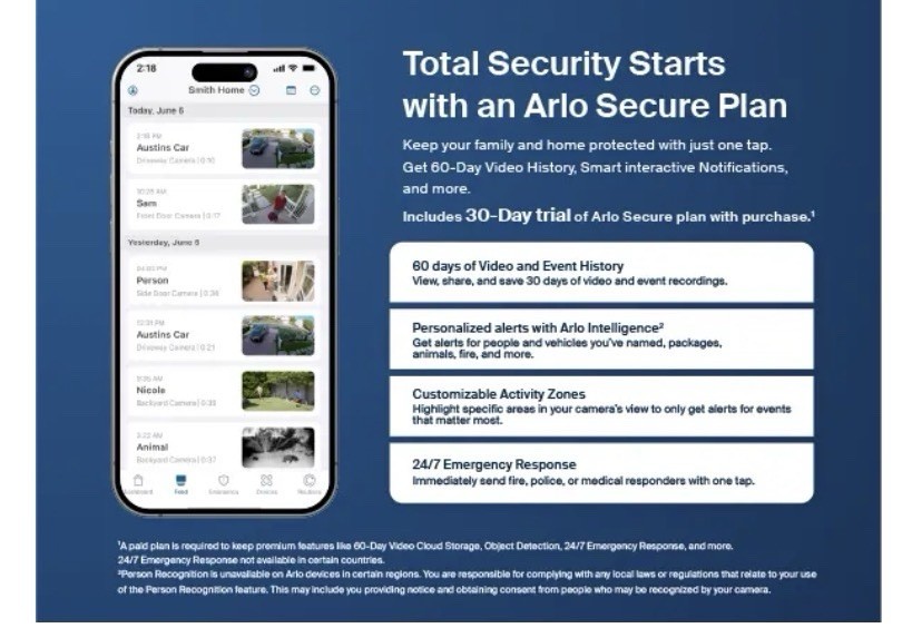 3 Pack Arlo Essential Outdoor 2K Camera 2nd Generation with 3 Solar Panels Seal