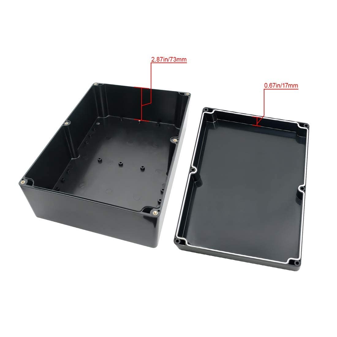 LeMotech ABS Plastic Electrical Project 10.4″ x 7.2″ x 3.7″, Black (1 pack)
