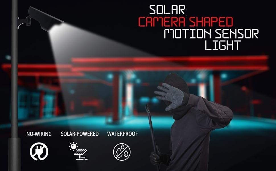 Solar Power Light Home Garden Lamp Outdoor Dummy Camera Motion Sensor 400W LED