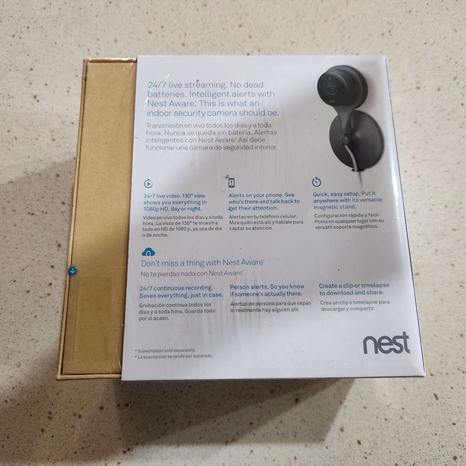 New Factory Sealed Google Nest Cam Indoor Black 1st Generation A0005-NC1102ES