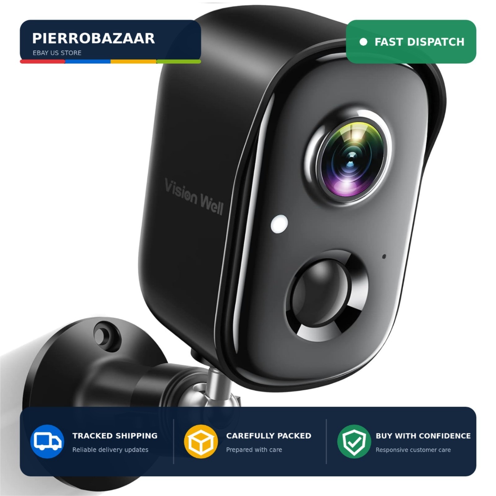 VISION WELL CG6S 2K Wireless Outdoor Security Camera WiFi Battery AI