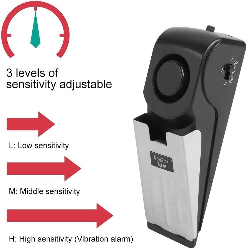 Wireless Travel Door Stop Alarm Portable Security Alert Wedge Stopper Hotel Bx22