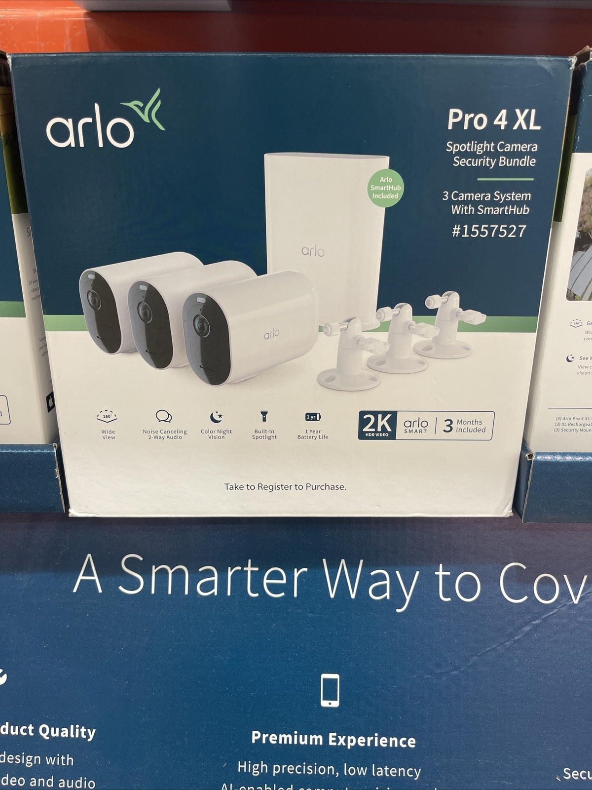 Arlo Pro 4 XL Spotlight 3 Cameras with Smart Hub Security Bundle VMS4352P-1CCNAS