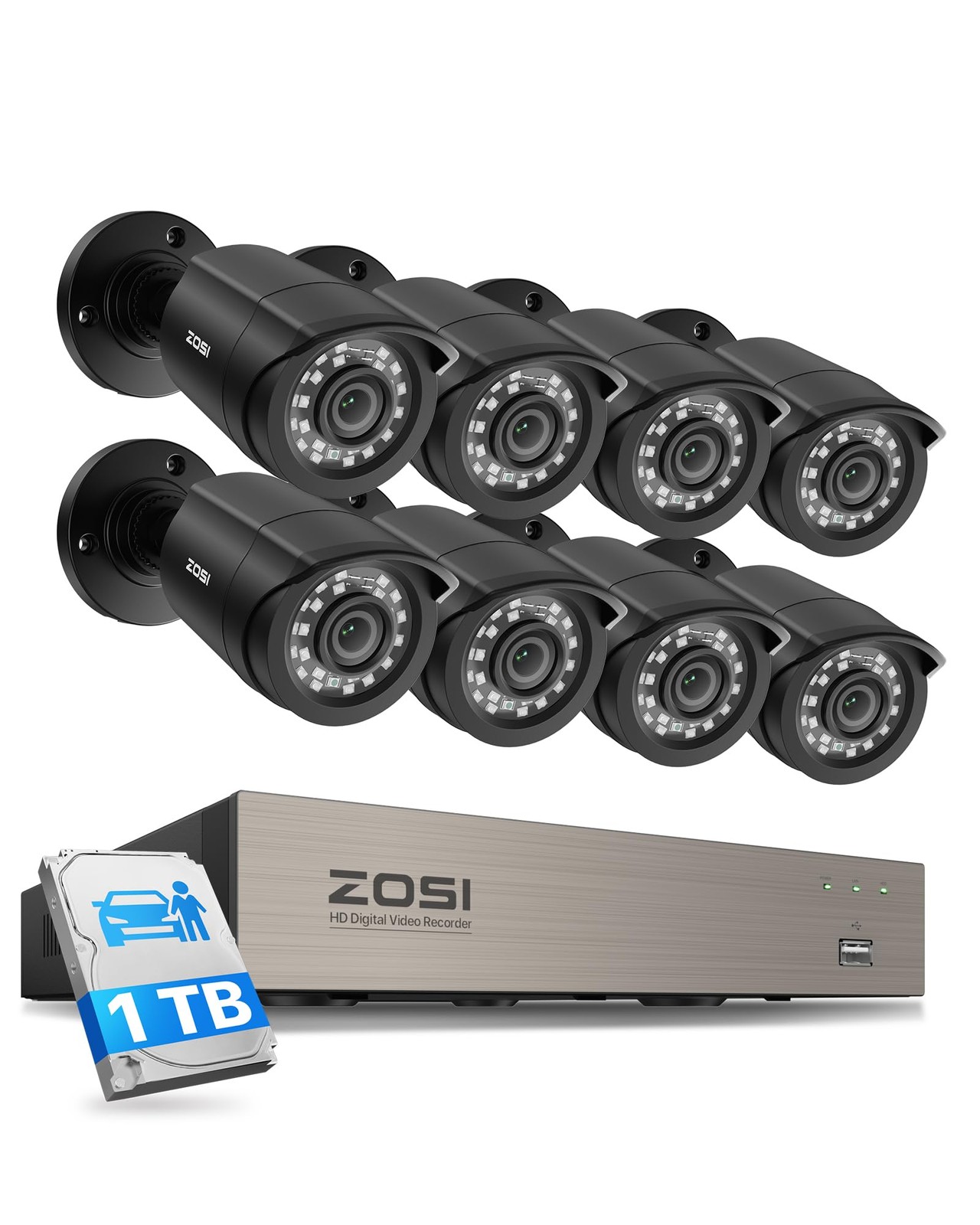 3K Lite 8CH Security Camera System Outdoor with 1TB Hard Drive,AI Human/Vehic…