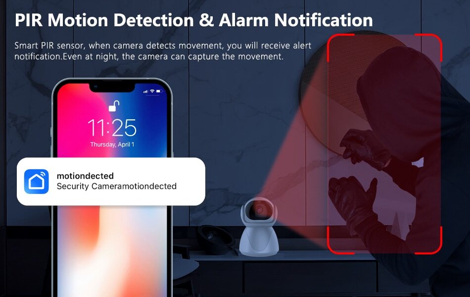 Camara De Seguridad Wifi Inalambrica HD Para Casa Interior Con Audio y Microfono