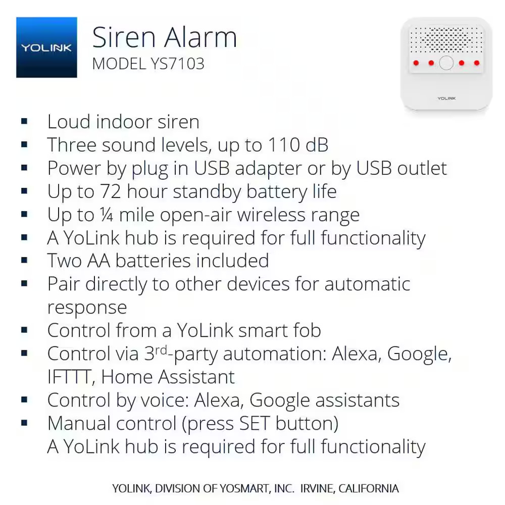 Smart Siren Alarm, Loud 110 Db, Wireless Alarm for Home Security/Intrusion/Burgl