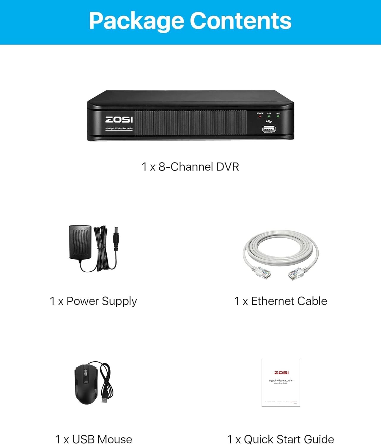 ZOSI H.265+ 5MP Lite CCTV DVR 8 CH 4-in-1 Surveillance DVR for Security Camera