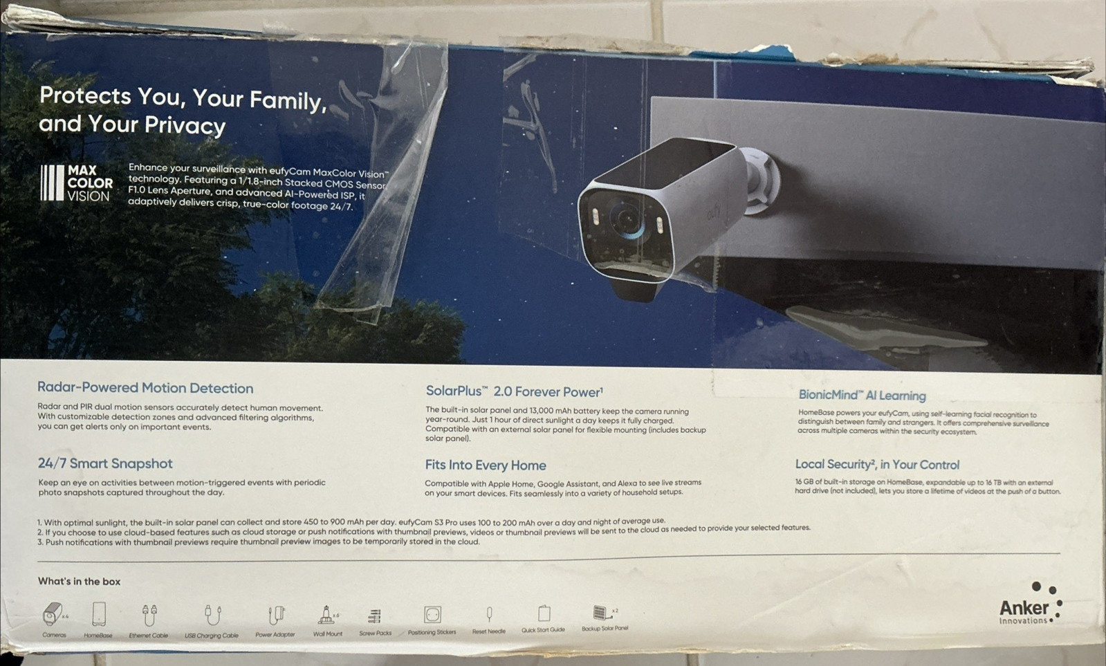 eufy eufyCam S3 Pro 4K Solar Cameras Wireless Security Kit MaxColor Night Vision
