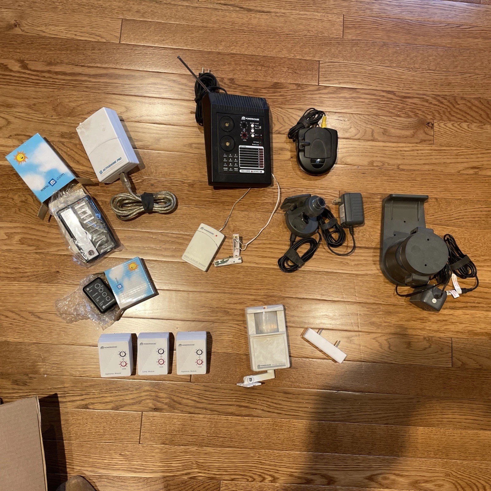 x10 security system Lot. Untested. Identical to Radio Shack Security System.