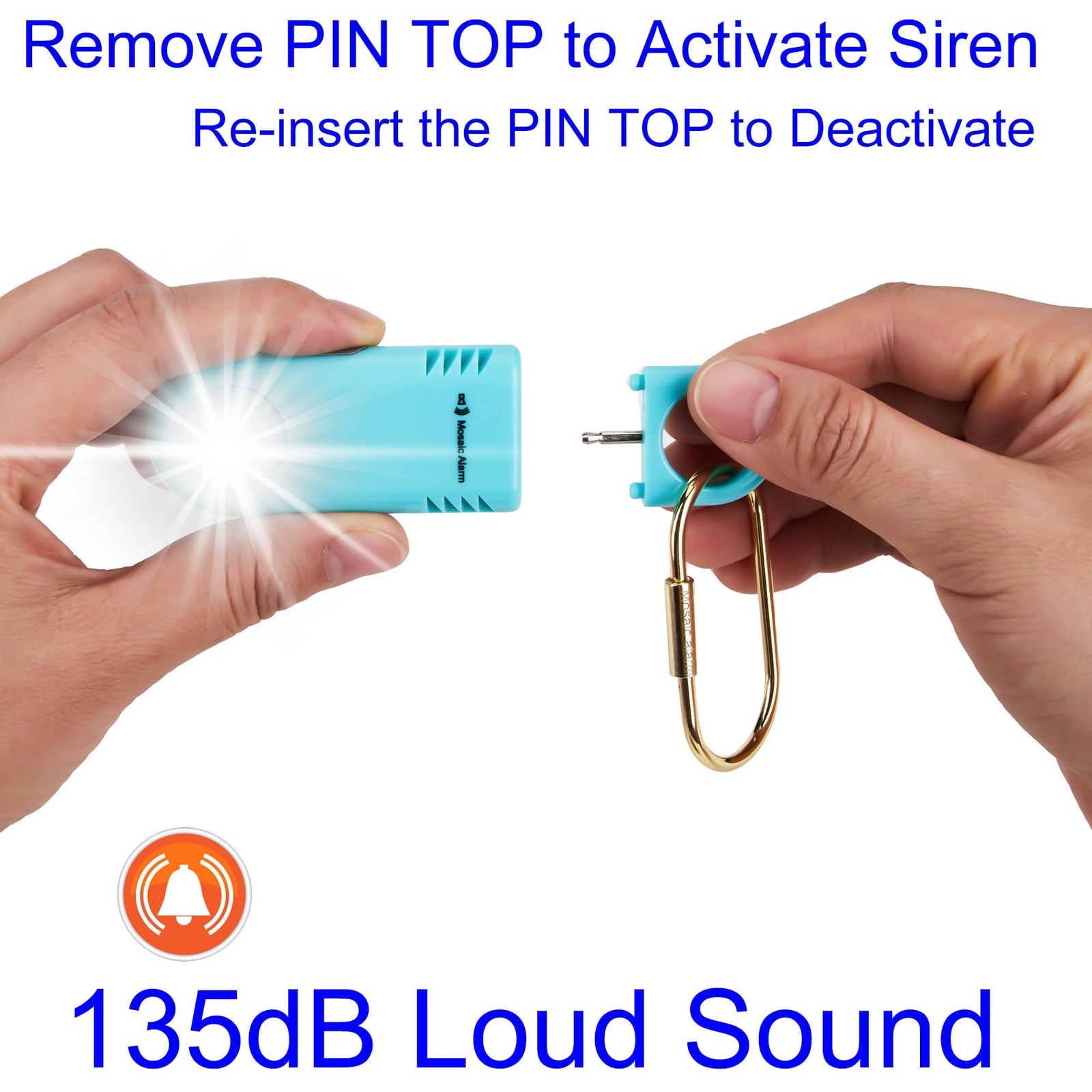 135dB Rechargeable Mutual SOS Paging Personal Alarm Non Slip Grip Keychain Si…