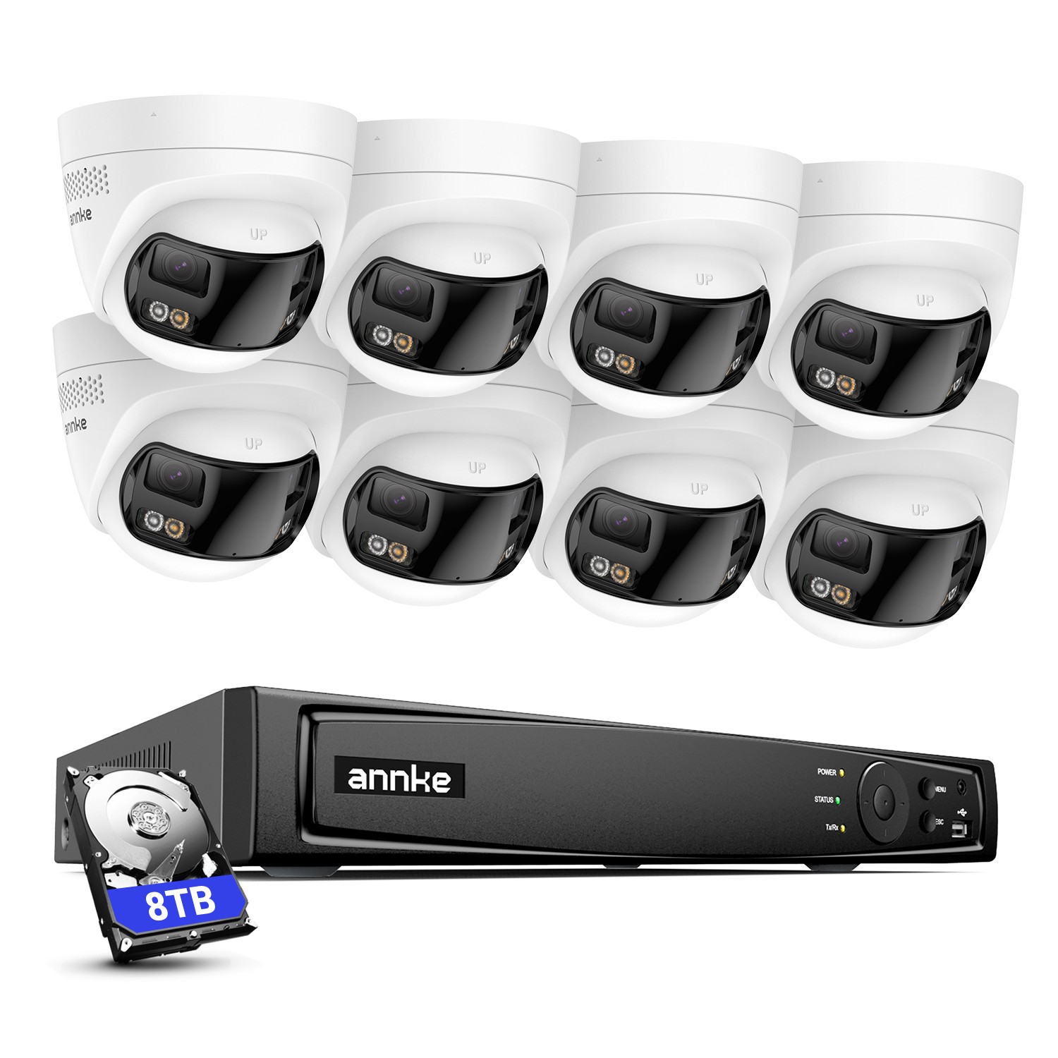 ANNKE 8CH 12MP NVR 6MP Dual Lens POE Security Camera System Two Way Audio Color