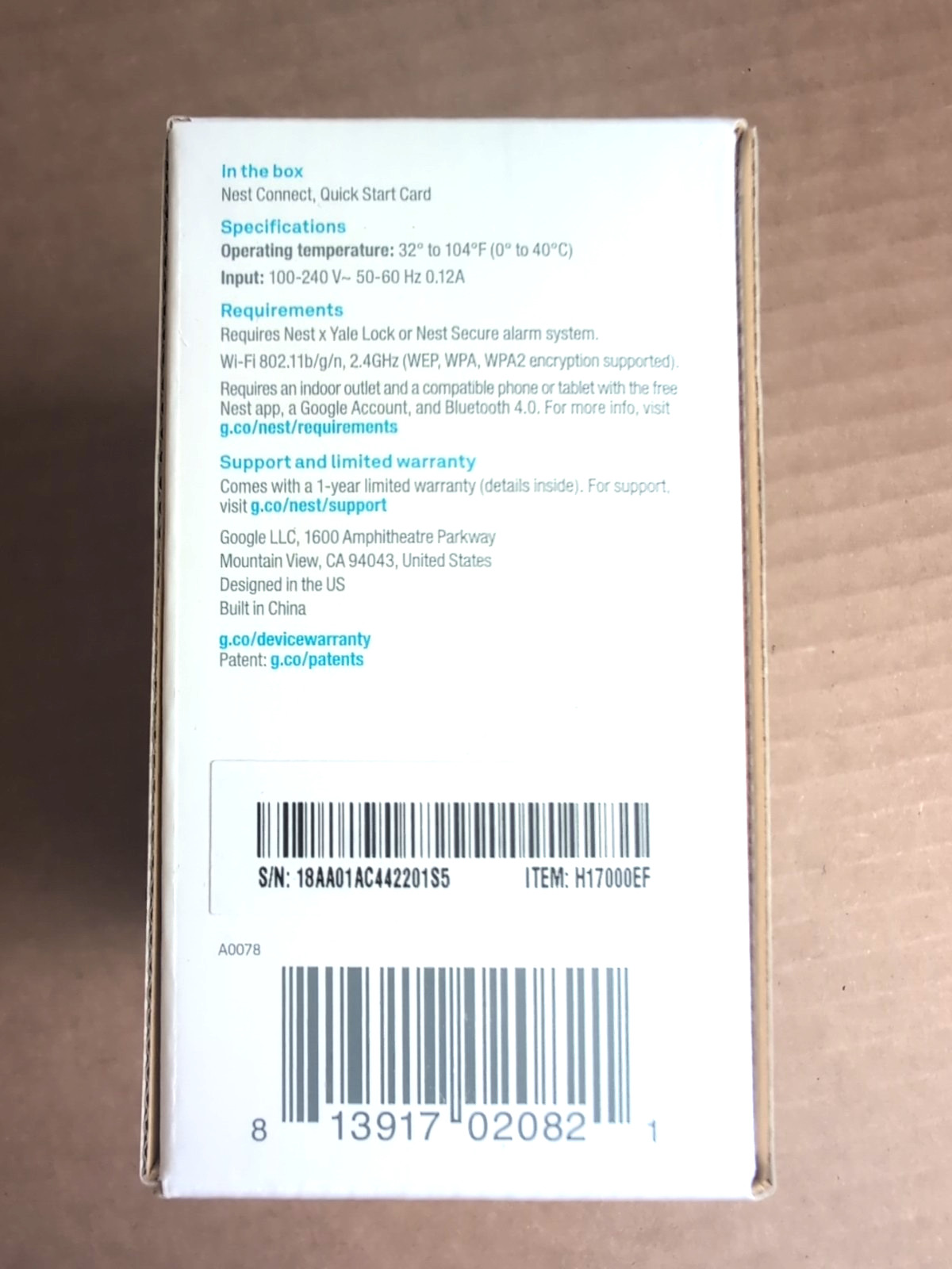 Google Nest Connect H17000EF Range Extender for Yale Smart Lock YRD540-WV-619 et