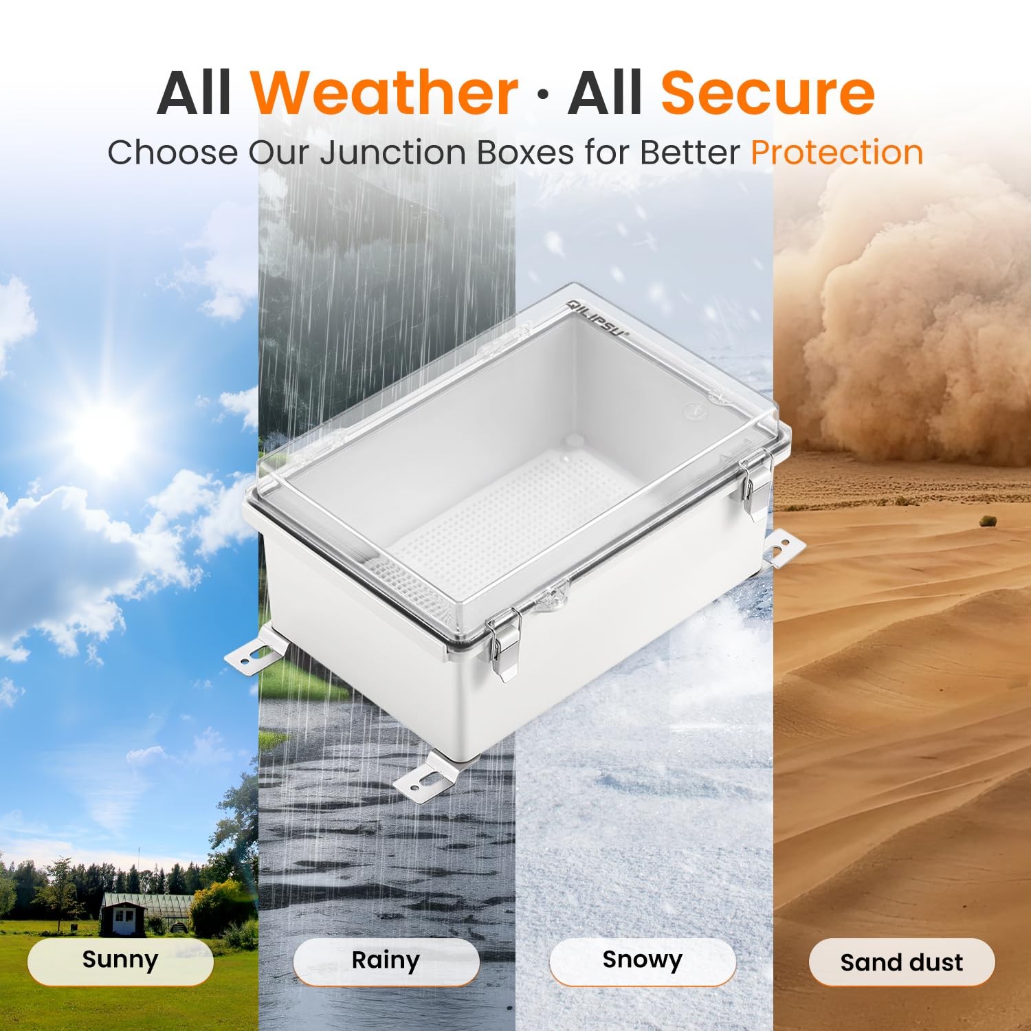 QILIPSU Outdoor WiFi Enclosure, 8.6″x6.7″x4.3″ CC, Clear Cover