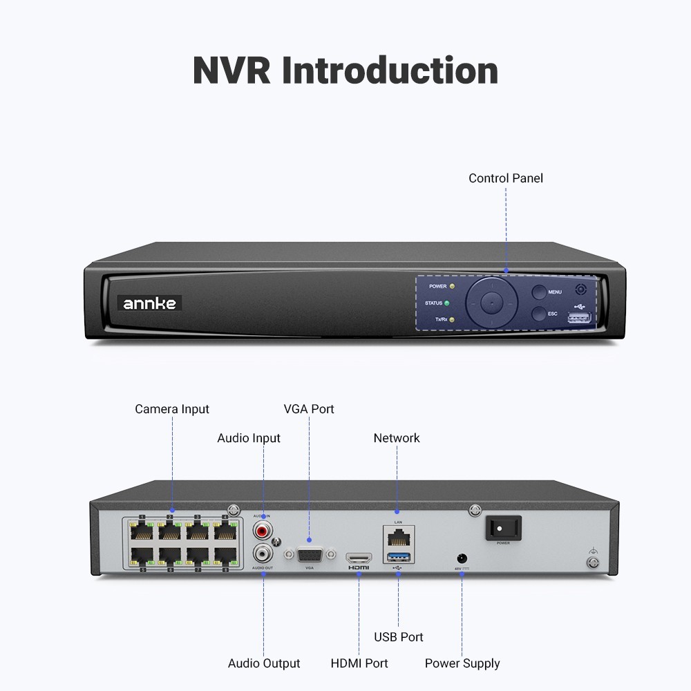 ANNKE 8CH 12MP NVR 3K 5MP POE Color Night Security Camera System Two Way Audio