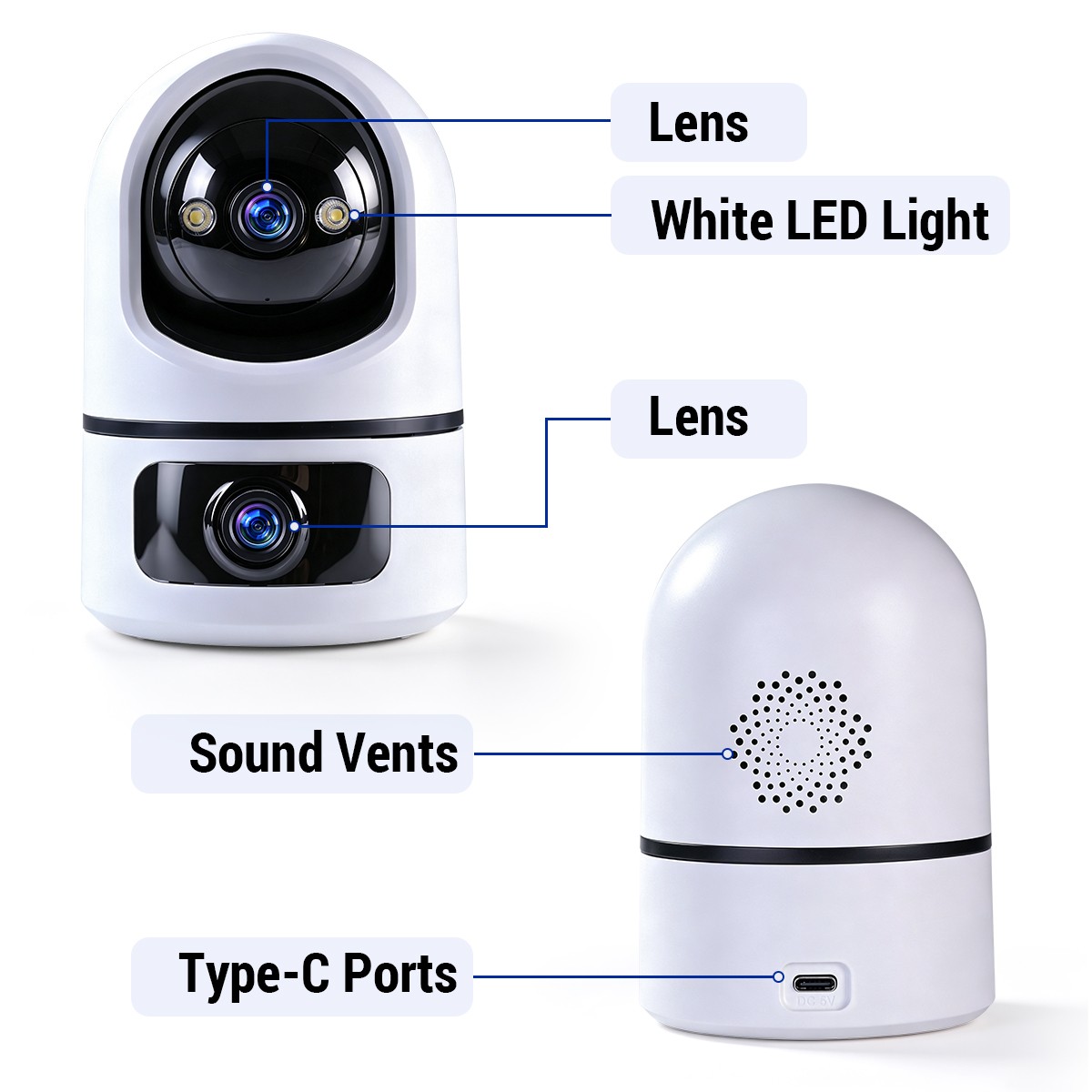 2K Audio Security IP Camera Dual Lens Indoor AI Human Detect Color Night Vision