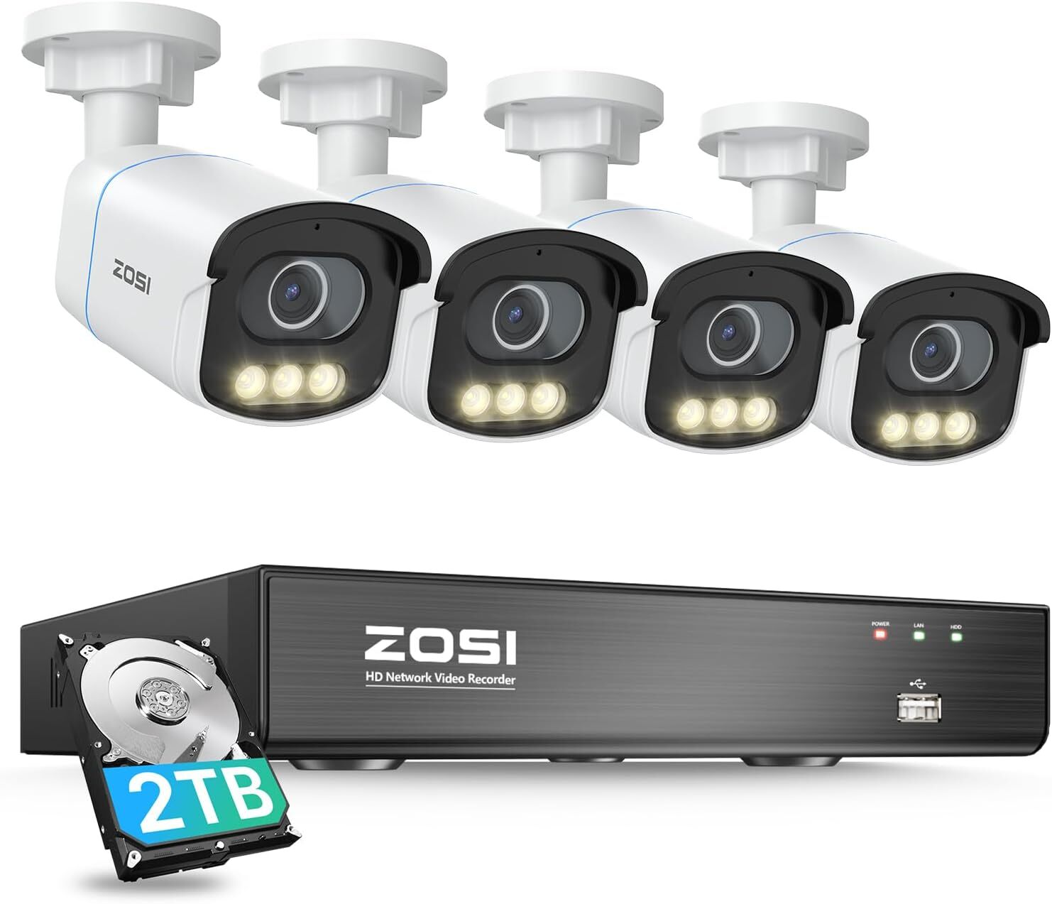 ZOSI 8CH NVR ColorX 5MP 3K PoE Security Camera System F1.0 Super Aperture 2TB