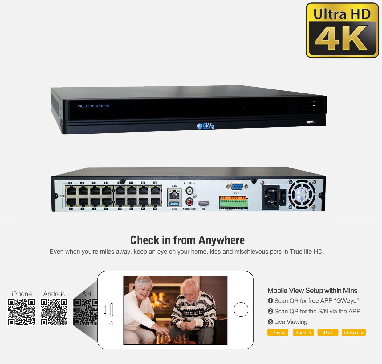 16 Channel NVR 12 5MP H.265+ PoE IP Microphone AI Bullet Security Camera System