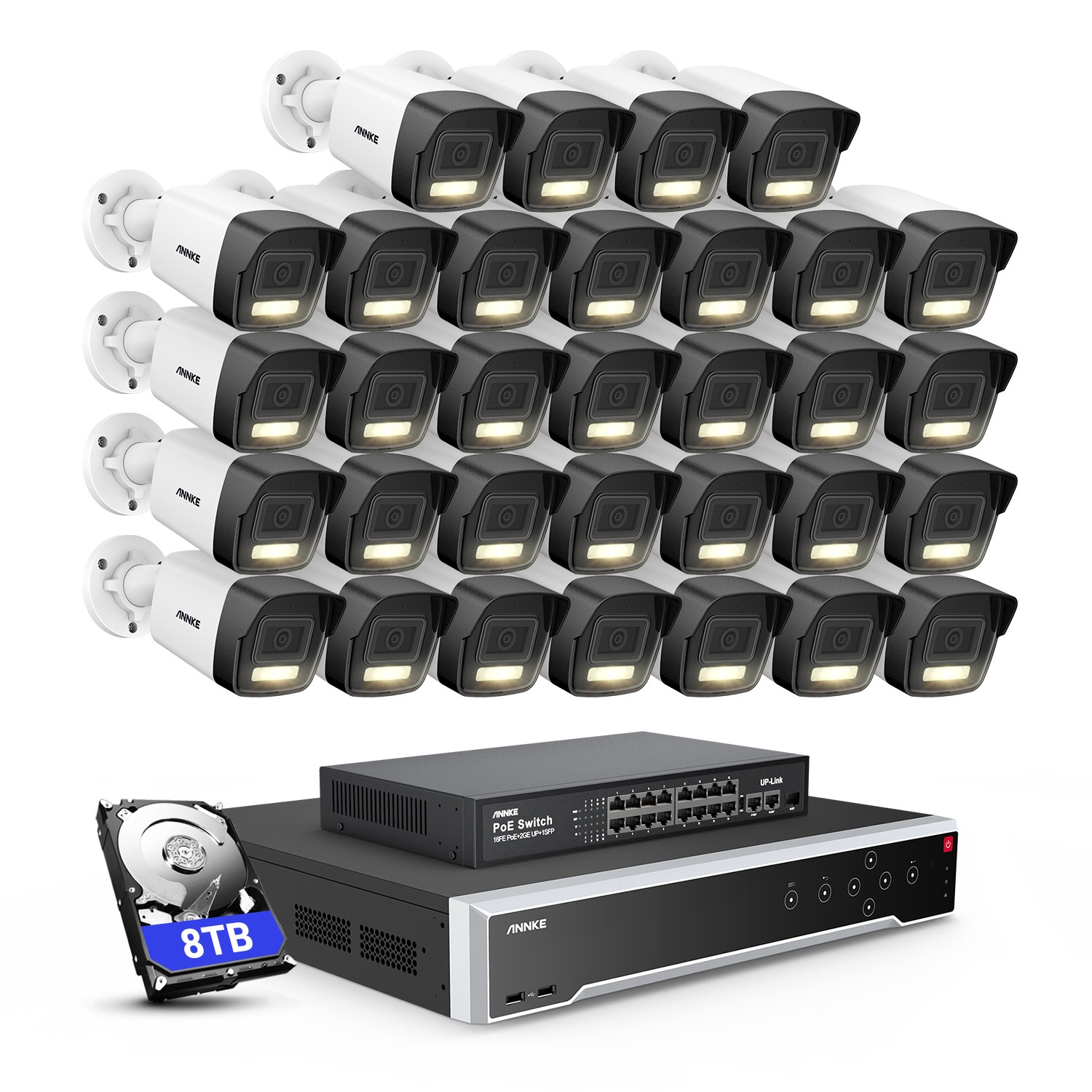 ANNKE 32CH 12MP NVR 3K Audio POE Security IP Camera System AI Color Night Vision