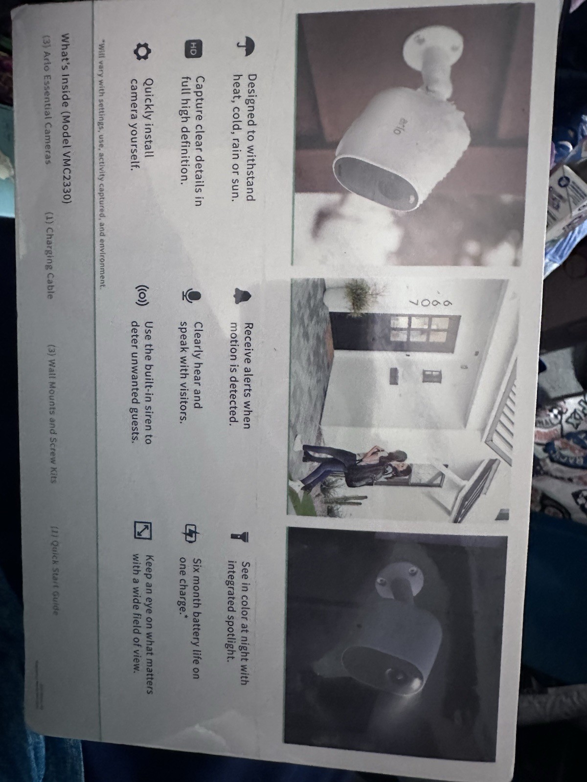 Arlo Essential Spotlight Camera 3 Pack Wireless 1080p Night Vision VMC2330W New