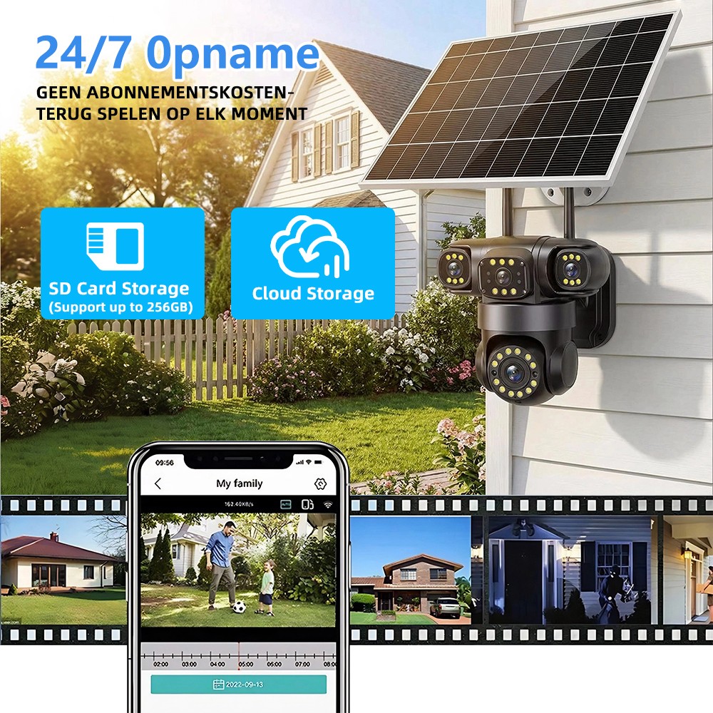 4G SIM 16MP 4Len Camara De Seguridad Solar Inalambricas Exterior Vision Nocturna
