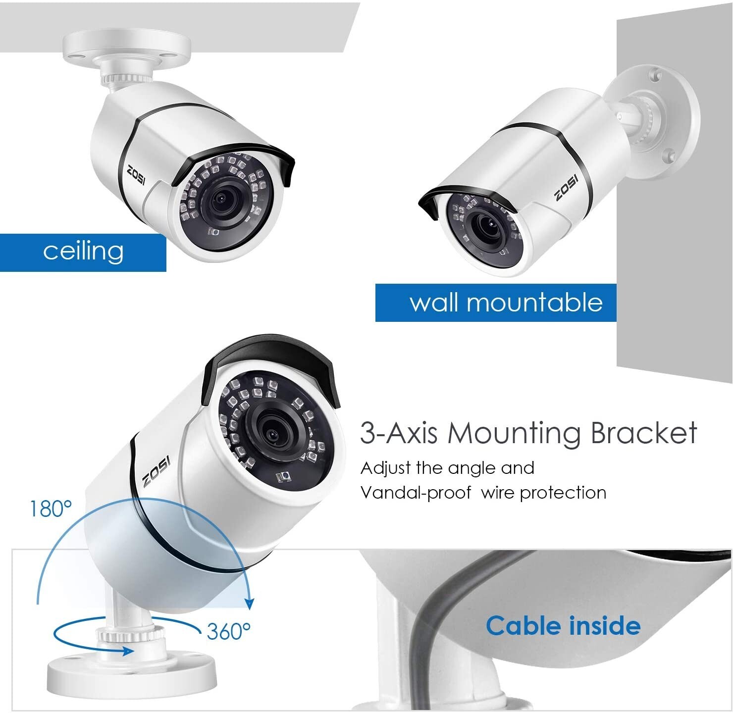 ZOSI 1080p CCTV HD Motion Detection Instant Alert Security Camera Remote Access