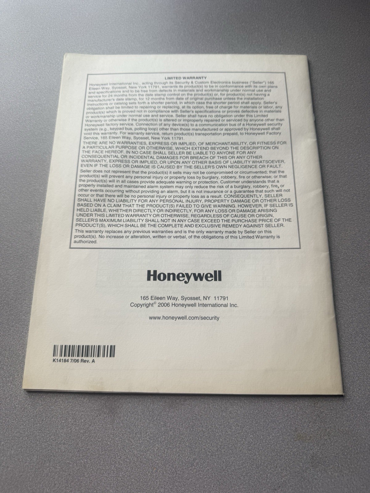 Honeywell Alarm Net 7845GSMR Digital Cellular Communicator Manual Setup Guide