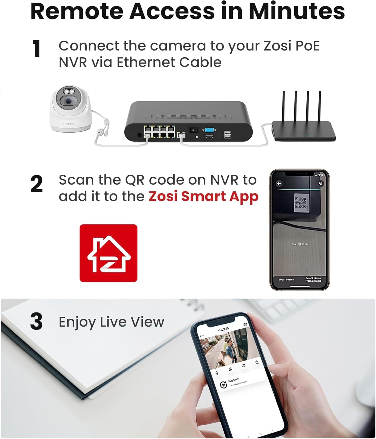 ZOSI 8CH 5MP Wi-Fi 6 Security Camera System with 12″ LCD Monitor 1TB AI Detect