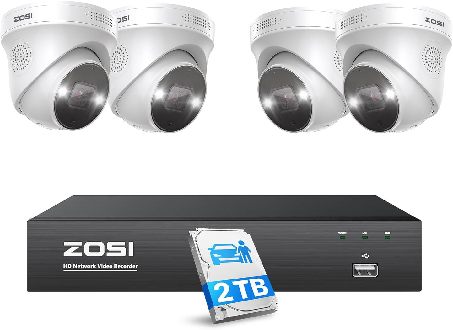 4K 8CH Spotlight Poe Security Camera System,4Pcs 5MP Indoor Outdoor Poe IP Camer