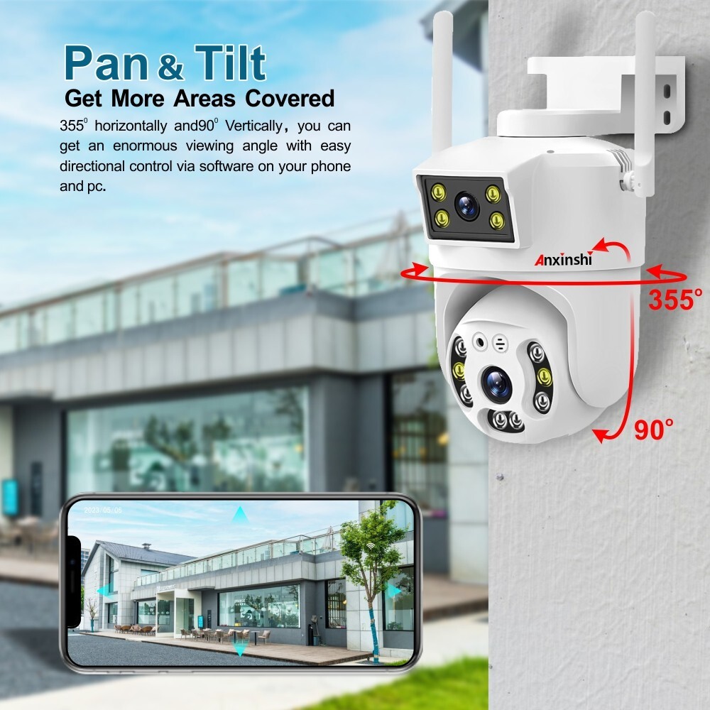 HD 4MP Two-Way Audion AI Human Detection Dual Lens 4G PTZ Camera V380 Pro APP