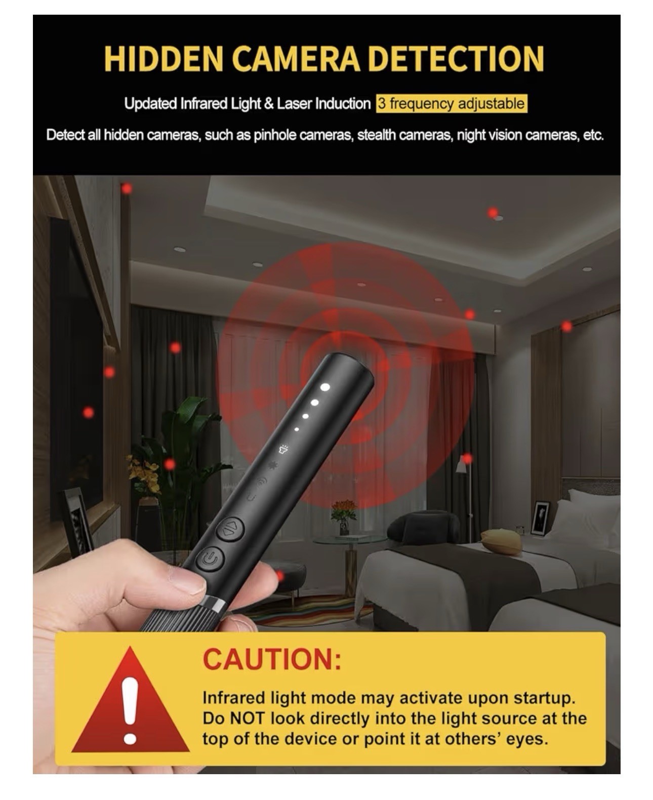 Anti-Spy RF Signal Detector for Hidden Cameras & Bug Sweeper