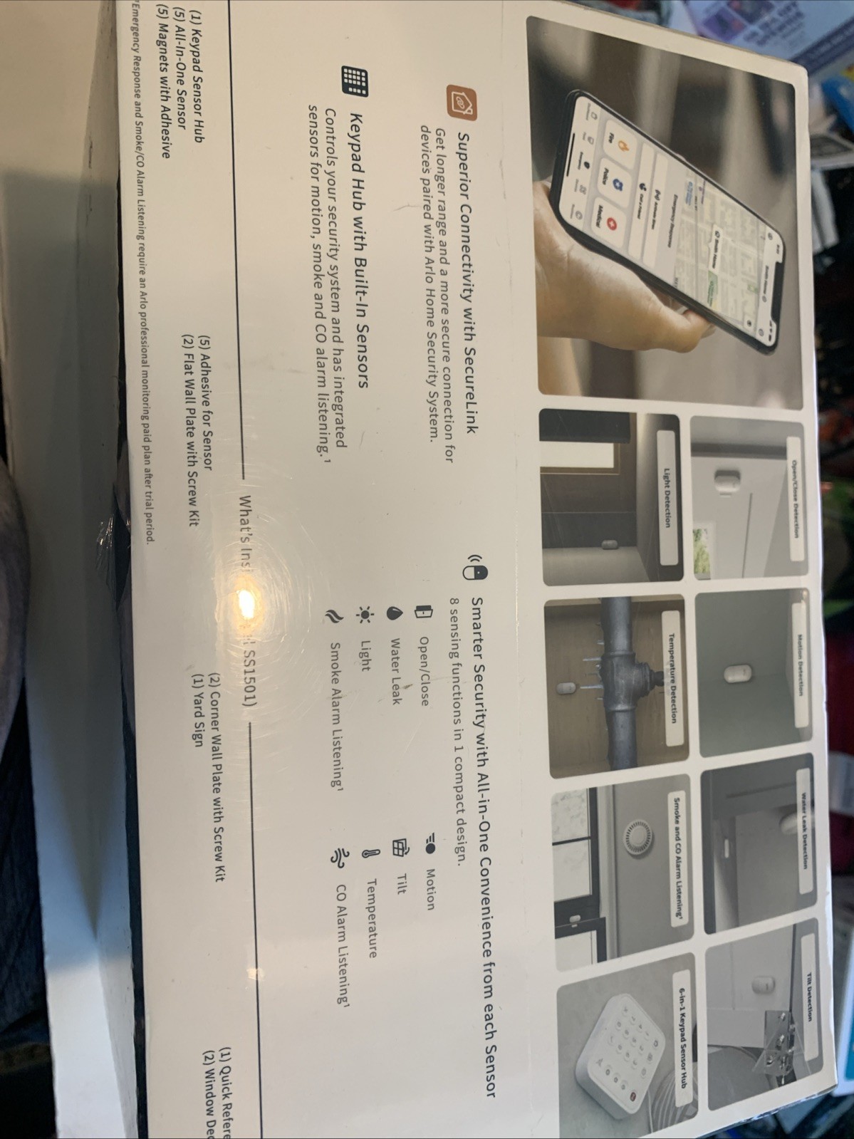 Sealed Arlo Home Security System with Wired Keypad Sensor Hub, 5 8-in-1 Sensors