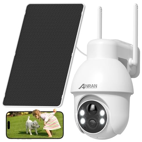 2K Solar Security Camera Wireless Outdoor, 360° Pan/Tilt Color 1 Pcs-White