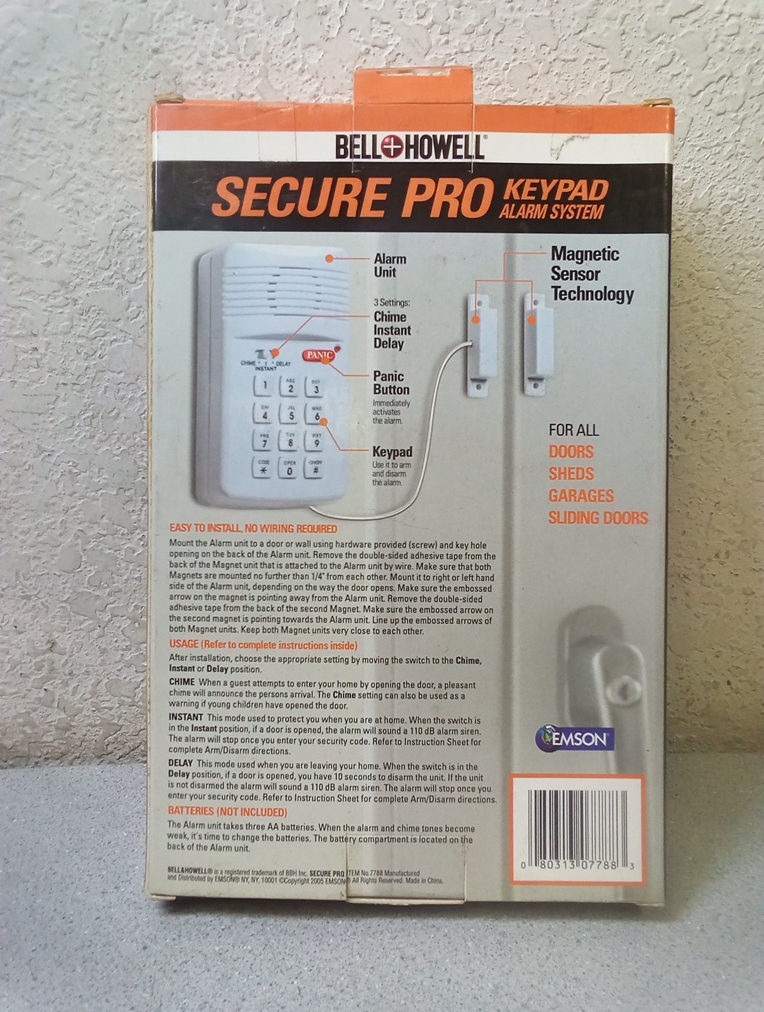 Bell + Howell Secure Pro Keypad Alarm System, 110 Alarm, Wireless