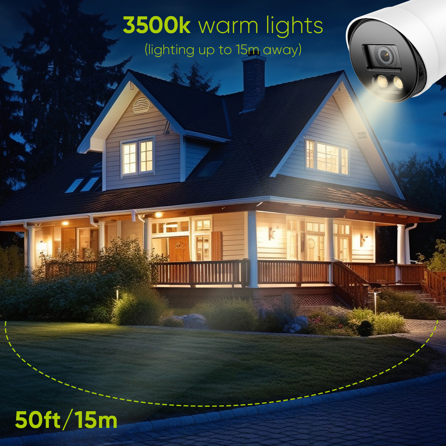 SANNCE 8CH 5in1 DVR 1080P Full Color Night Vision CCTV System Security Camera AI