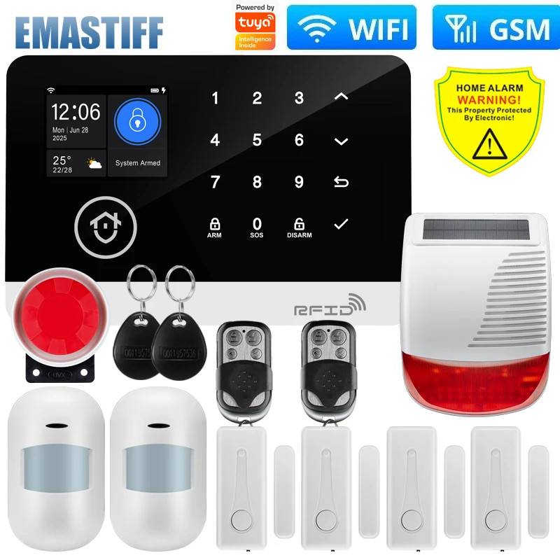 Tuya WiFi GSM Home Security Alarm System Wireless House Burglar PIR Motion Siren