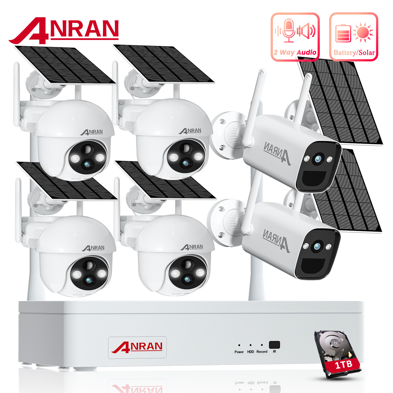Outdoor Wireless Security Camera System Solar Battery Powered WIFI Audio Camera