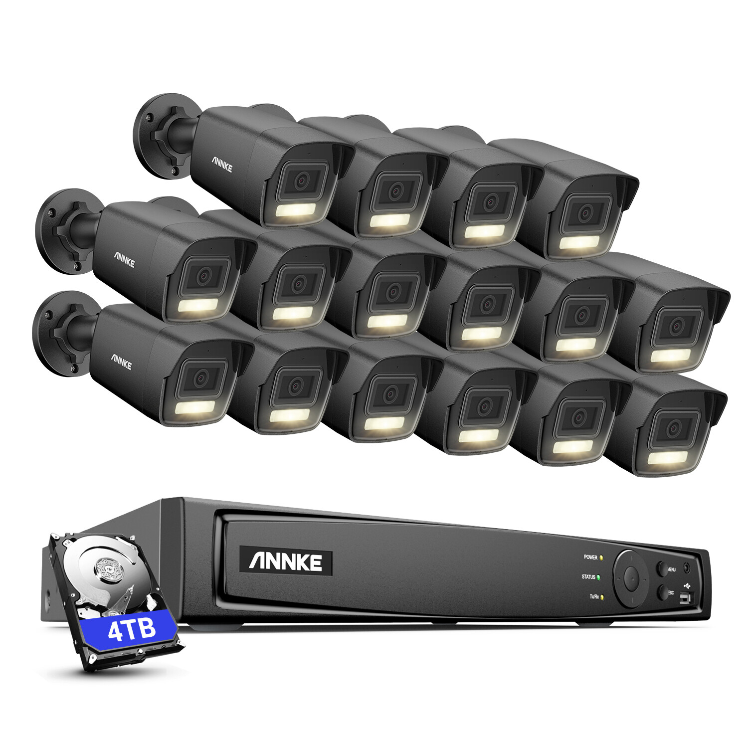ANNKE 8CH 16CH 12MP NVR 5MP POE Security IP Camera System AI Color Night Vision