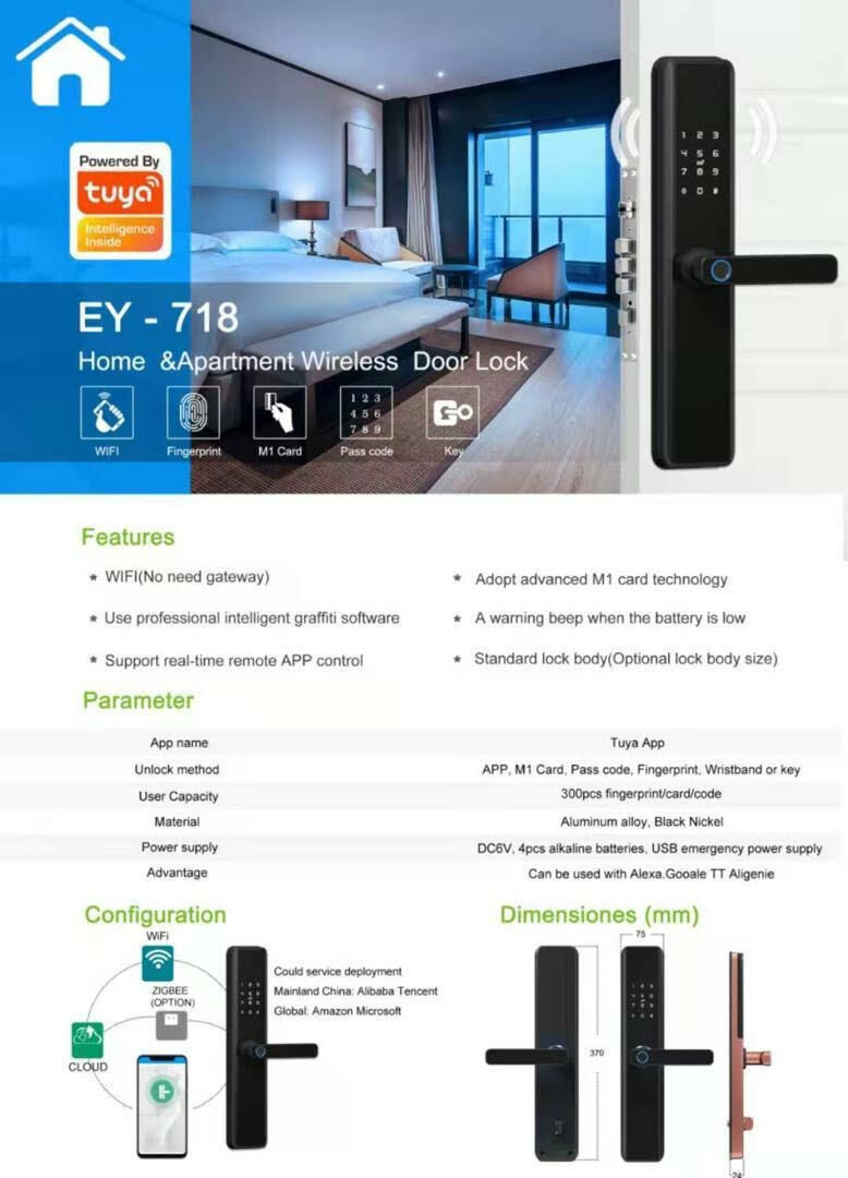 Smart Door Lock Wireless Fingerprint Keyless
