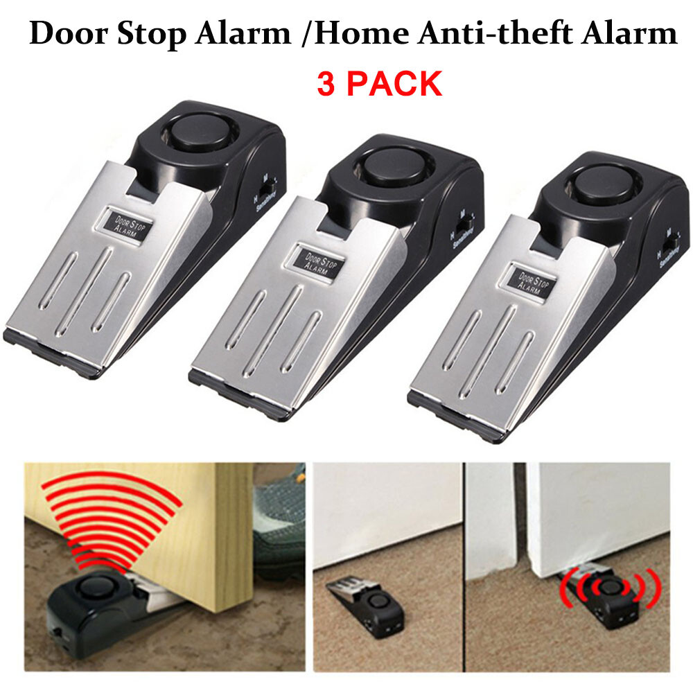 3 PACK Door Stop Alarm Wireless Door Stopper Alert for Home Travel Security Safe
