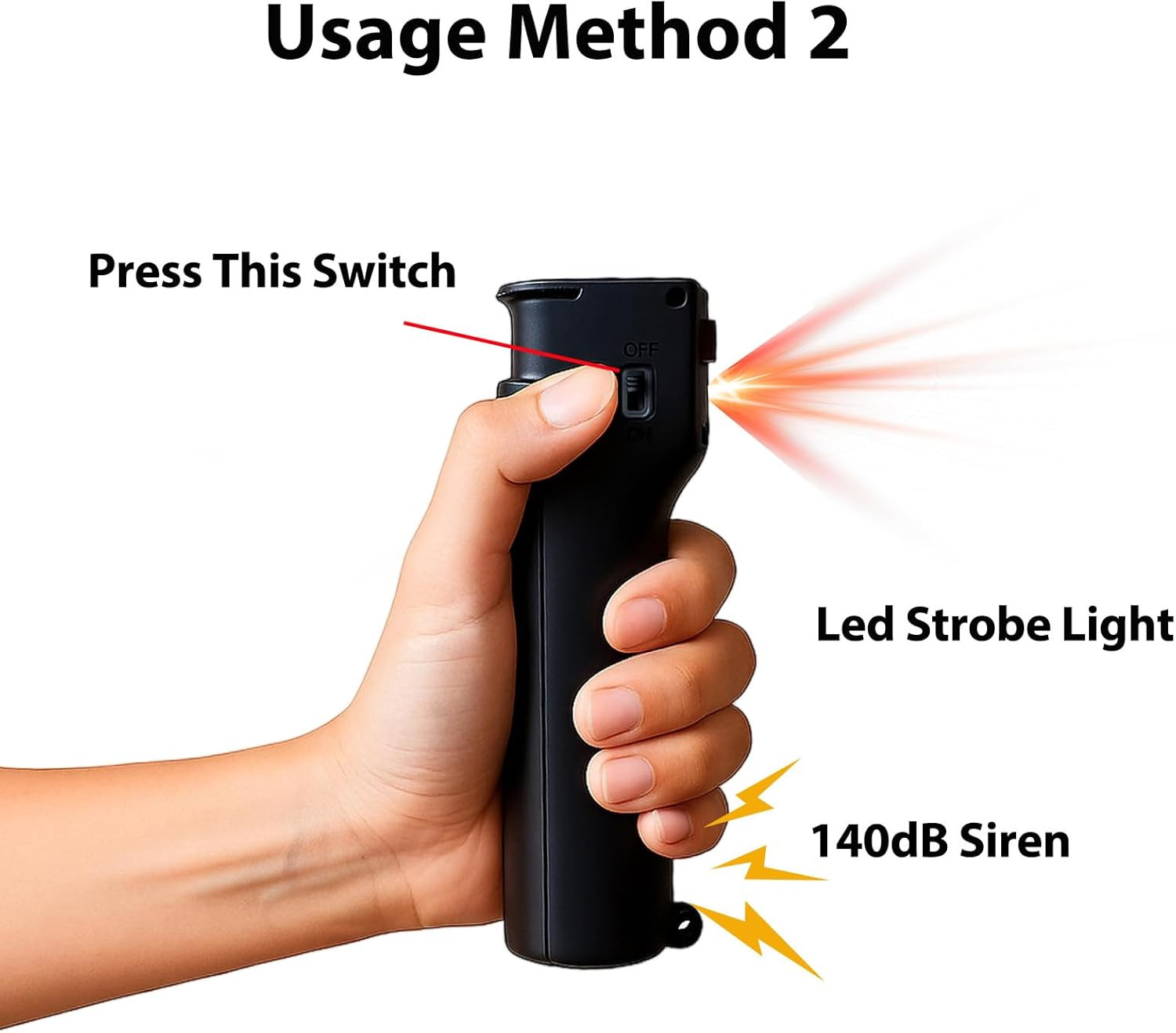 3-in-1 Pepper Spray Personal Alarm, 0.5oz 12ft UV Marking Dye Gel, 140dB Siren R