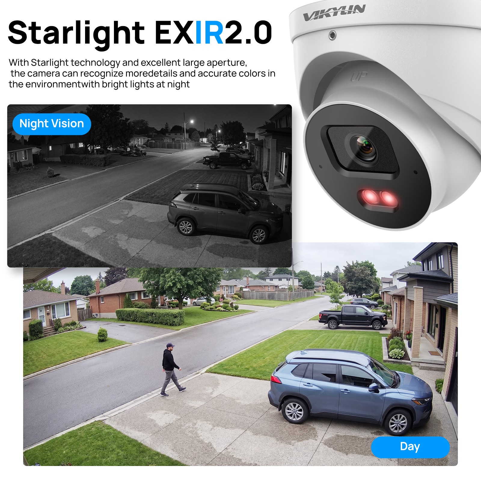VIKYLIN SmartFind 8POE 8CH NVR CCTV AI MIC Smart IR 4MP Security Camera Kit Lot