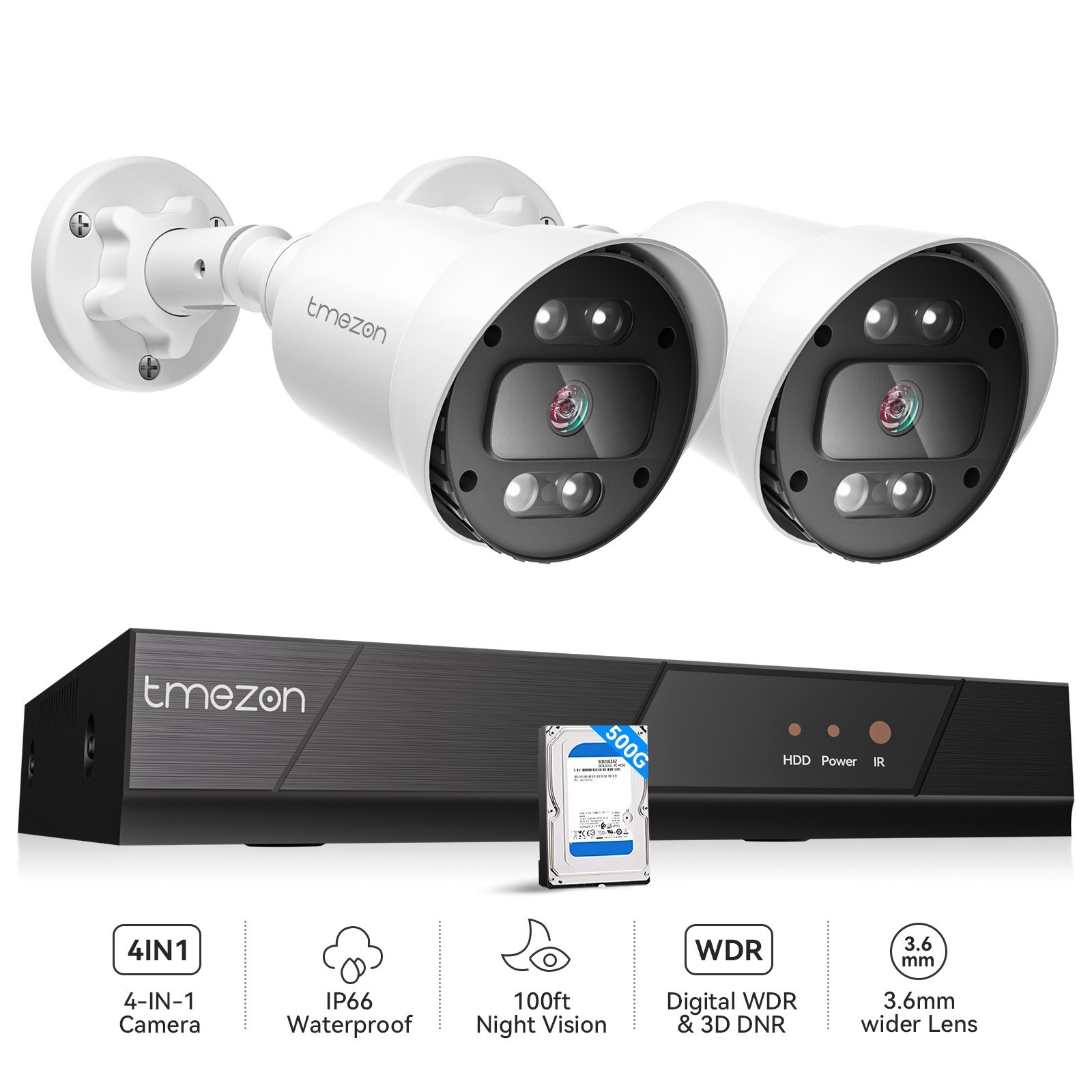1080P AHD Home Cameras Outdoor 100ft Night Vision CCTV IP66 Waterproof