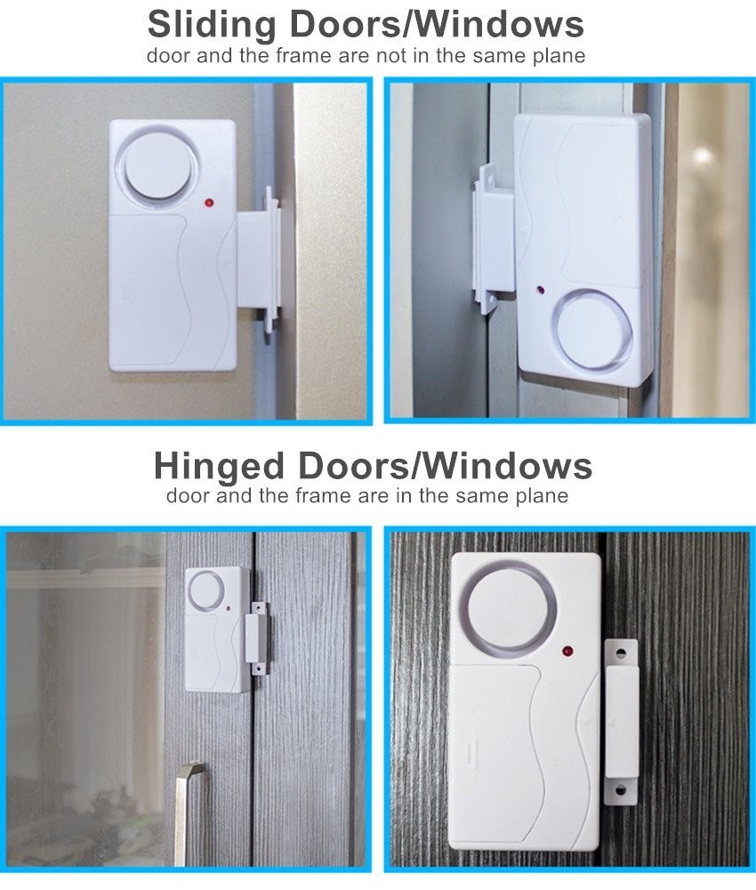 Wireless Door Alarm 2 Pack with Remote, 105 dB Loud Pool Safety Alarm, Battery I