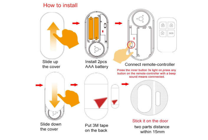 HENDUN Door Alarm for Home with Remote Controls, 130dB Wireless Windows Security