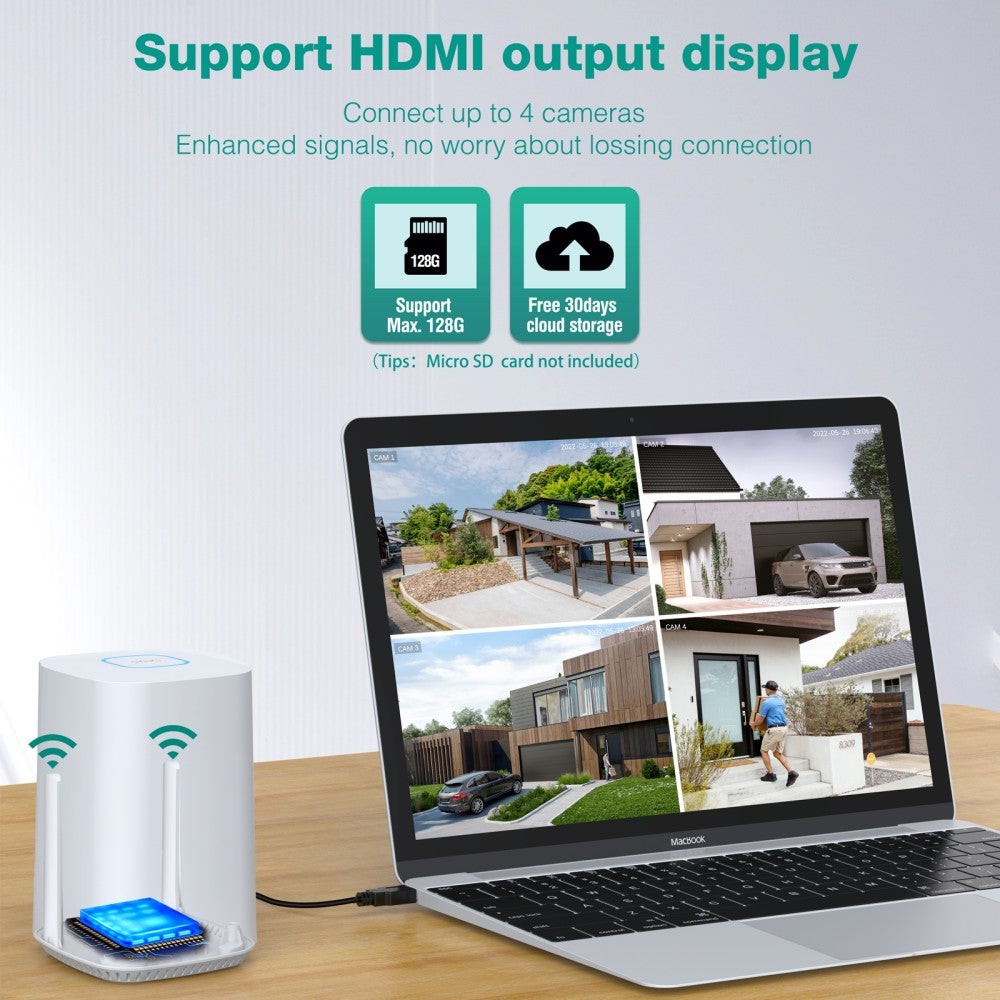 4MP Solar Camera Security System Wireless Outdoor WiFi Base Station for Home IR