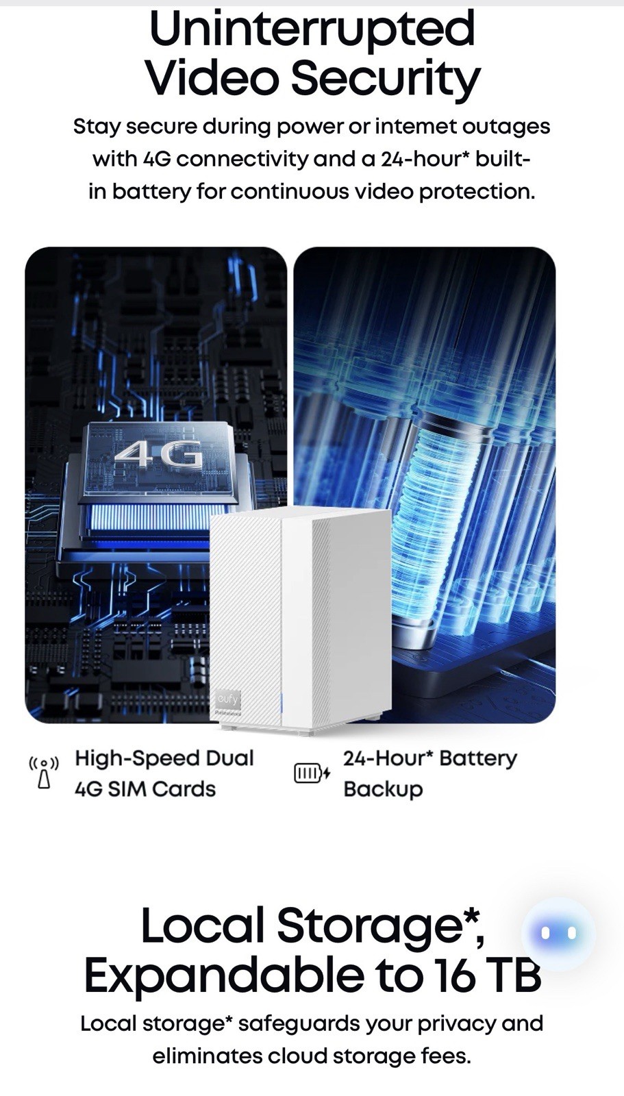 Homebase Professional S1, Home Security Center, 4G Connectivity, Battery Backup,