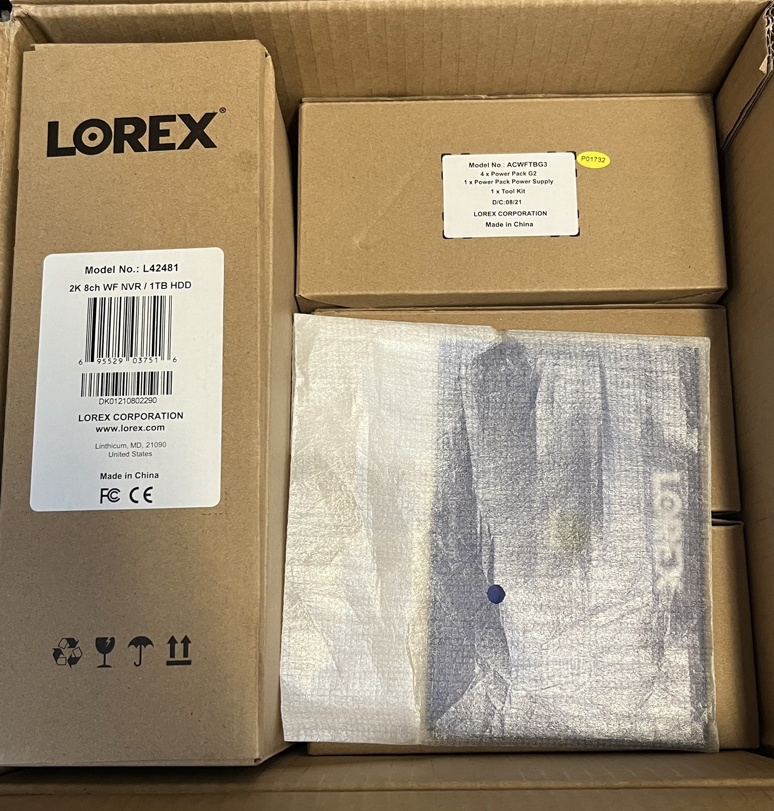 Lorex 2K 32GB NVR System with 4 Outdoor Battery Security Cameras FOR PARTS